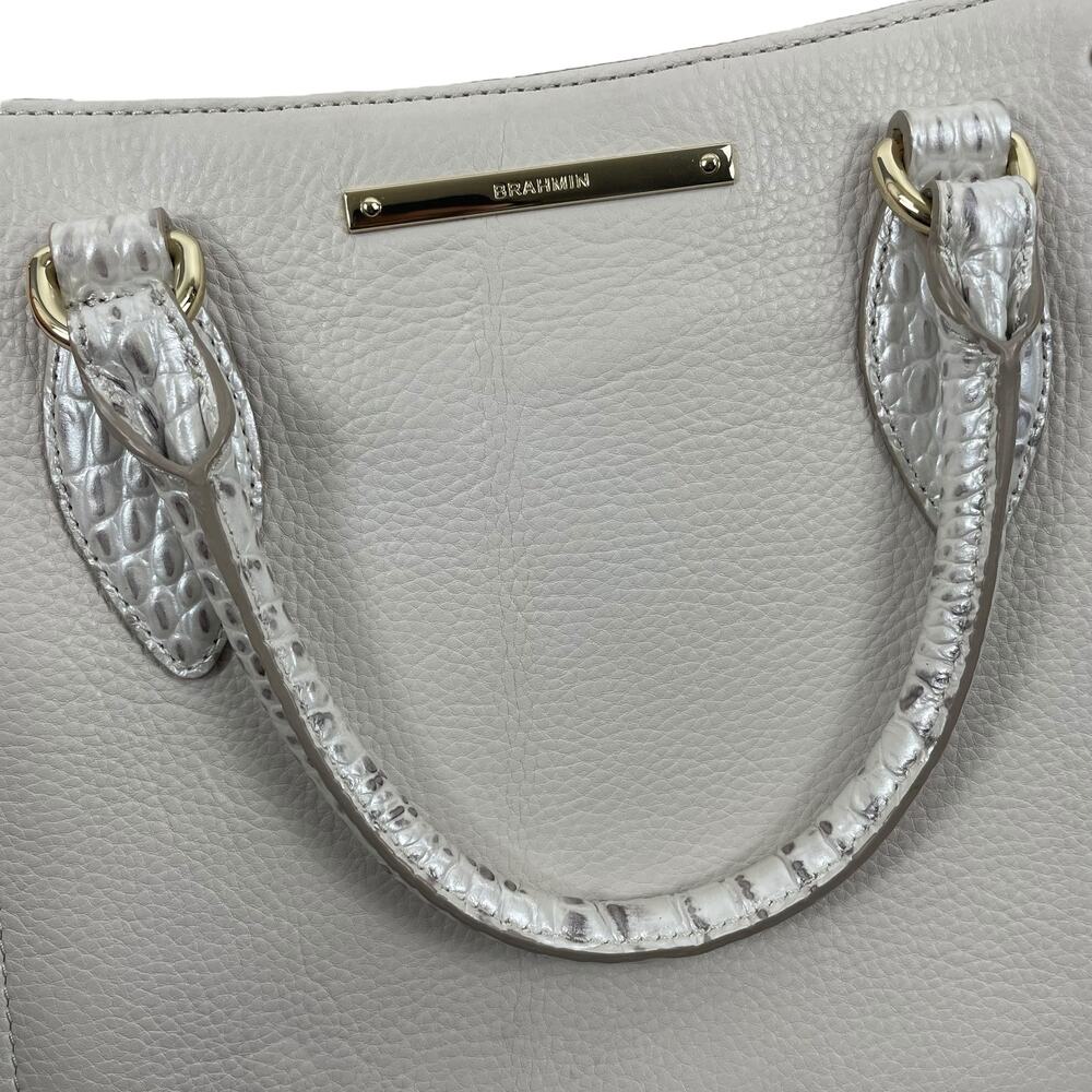 Brahmin Small Lena Satchel Bag Toasted Macaroon Macaroon Marais Leather - Picture 11 of 14